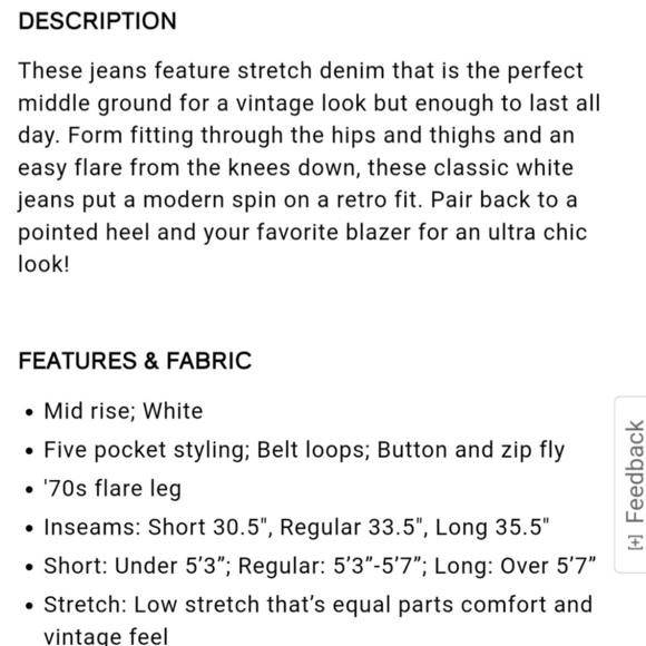 🛍 NWT Express 70s Flare Mid-rise white denim jeans size 12 short - Picture 15 of 15